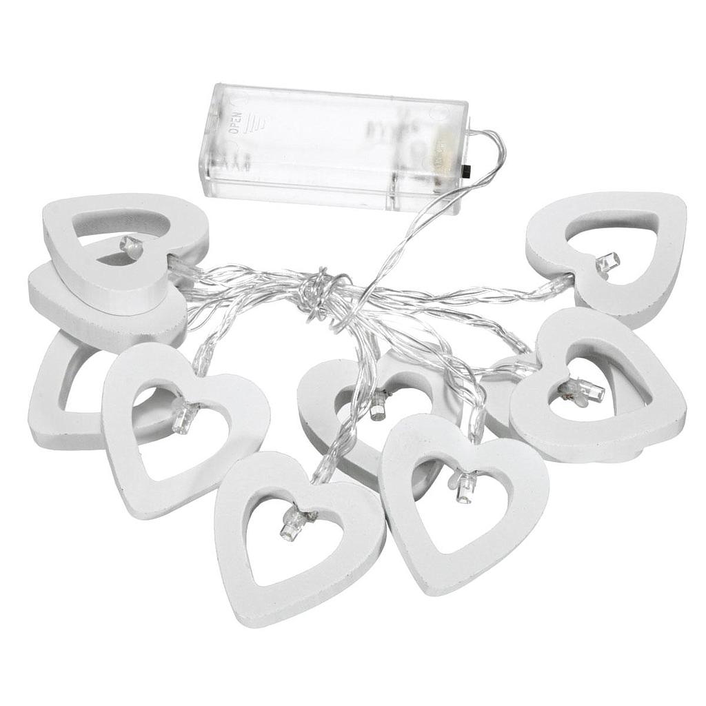 Battery Powered LED Wooden Heart Shape Light String 1.5/2.2/3M