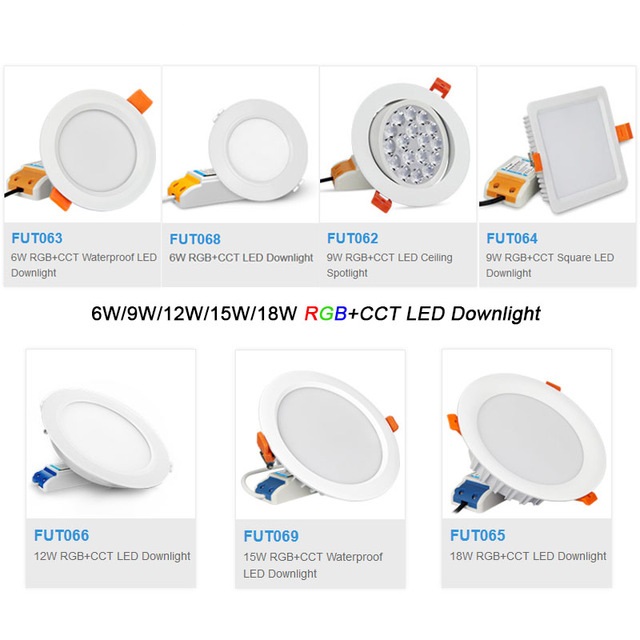 Milight RGB+CCT LED Downlight AC110V 220V Dimmable LED Ceiling Spotlight FUT062/FUT063/FUT066/FUT068/FUT069