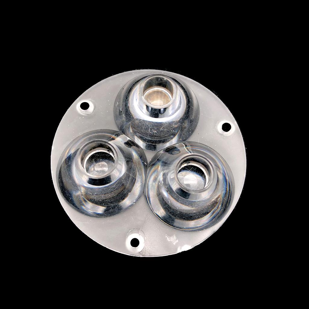 34mm Diameter LED Module Lens 3 LEDs 30° Flat Water Clear Lens