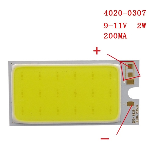 2W LED COB Light Module 40*20mm DC 9V 200mA White 6500K