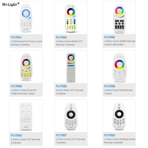 Mi.light 2.4G wireless RF RGB CCT RGBWW Remote Controller FUT091/FUT092/FUT095/FUT096/FUT098/FUT005/FUT006/FUT007/FUT089 