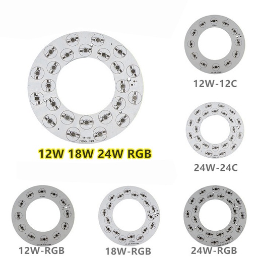 170mm 12W/18W/24W RGB Aluminum Base Plate Circular White PCB Board for Underground/Spot Light